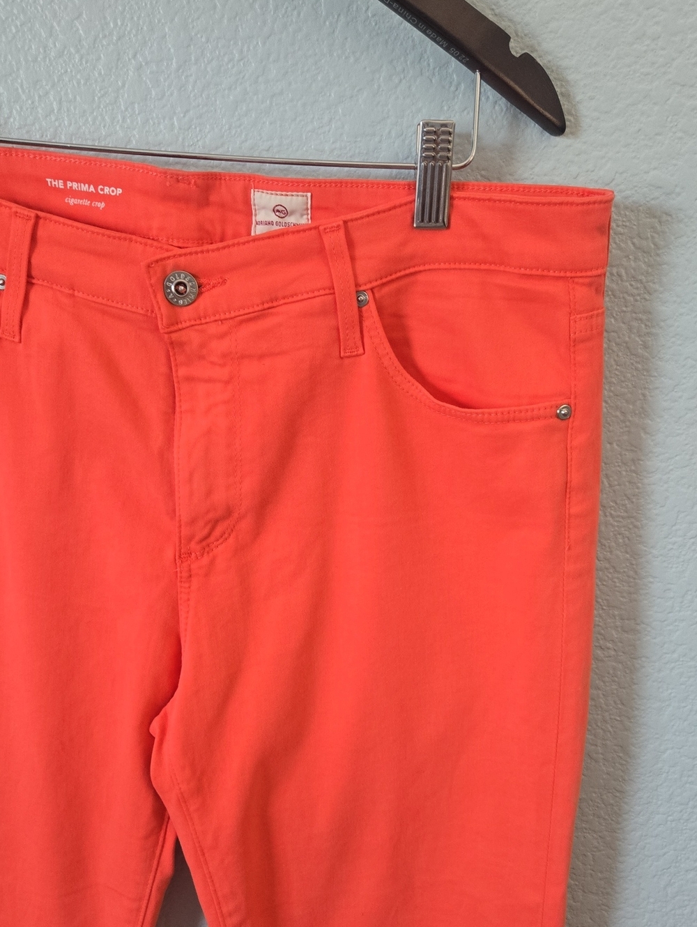AG Adriano GoldSchmied The Prima Crop Cigarette Crop in Coral/Orange, Size 32 - Picture 4 of 12